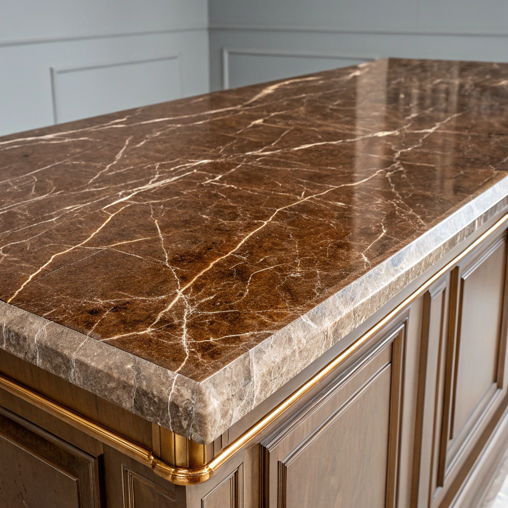 Macro texture of polished granite countertop edge