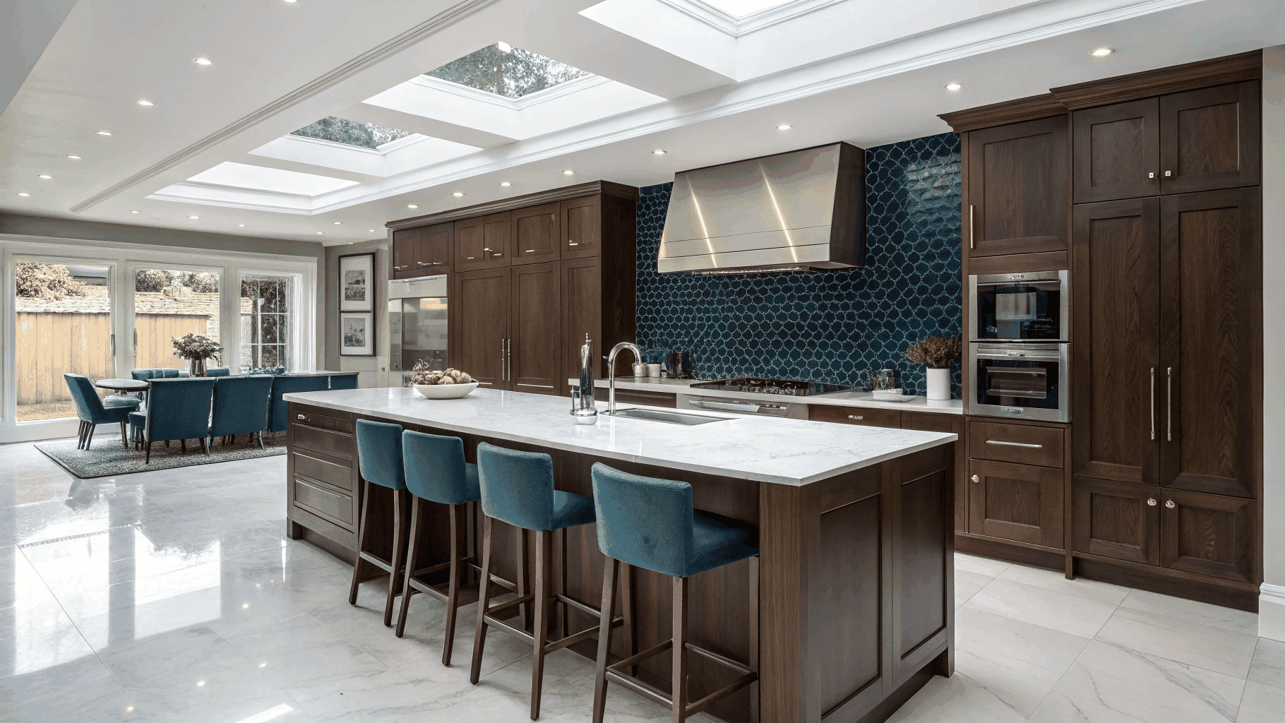 Custom residential kitchen installation with granite island