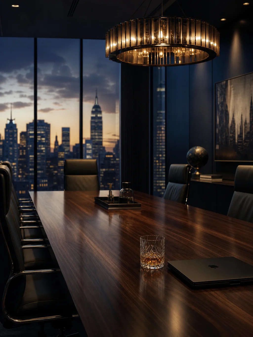 Somerset conference credenza in espresso oak and black granite
